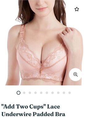 "Add Two Cups" Lace Underwire Padded Bra — Blush Pink